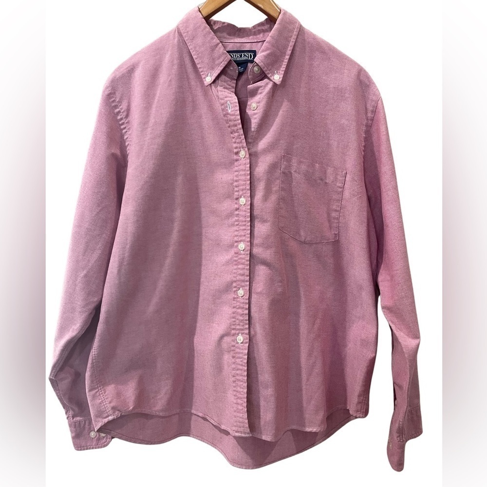 Lands End button down for boys. Pinkish in color. Size 16 regular. Like new!